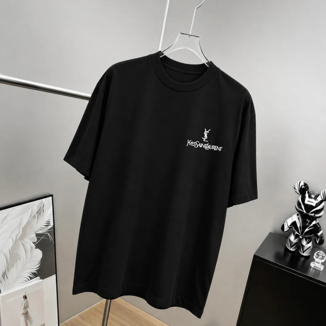YSL～ * logo 《 》 tee ， Same Style ， : Black White Coffee Brown Size：S（90-130 ） M（125-150 ） L（135-165 ） XL（160-190 ） XXL（185-220 ）